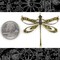 Antiqued Brass Vintage Dragonfly Pendant with Cut-Out Wings and Four Rings - One - AB-P107